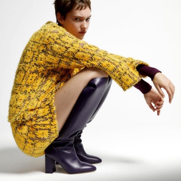 Zara Yellow Co-ord Eyelash Textured Knit 3 Button Clueless Vibes Cardigan NWOT S - Picture 4 of 16